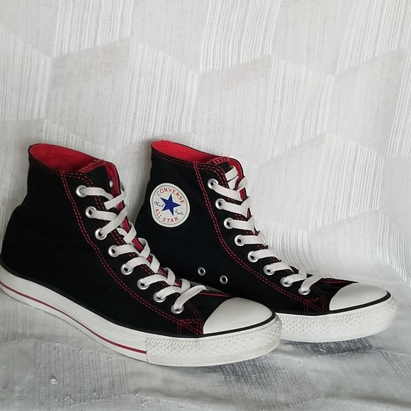 Converse Chuck Taylor All Star High Top Sneakers Black and Red Men's Size 10 - Picture 2 of 15